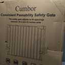 Cumbor 29.243" Baby Gate for Stairs, Wall-Mounted (Drill Required), Expandable No Bottom Bar Dog Gate, Auto Close Extra Wide Walk Thru, Pet & Toddler Proof Gate, Top & Bottom of Stairways (White)