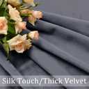 Hiasan Velvet Curtains 108 inches-Blackout Thermal Insulated Solid Soft Curtains for Bedroom Living Room Rod Pocket Room Darkening 2 Panels Window Drapes with Tiebacks, 52W x 108L, Dark Grey