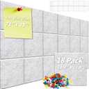 18 Pcs Large Cork Board 70“x35”, 12" Grey Felt Board Alternative, with 100 Push Pins & Sticky Notes, Self-Adhesive Bulletin Board for Wall, for Home Kitchen, Wall Tiles for Photos Memos