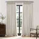 MIULEE Extra Wide Natural Pinch Pleated Blackout Linen Curtains, L102 x W60