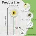 20 Pcs Fake Silk Gerbera Daisy Artificial Flowers with Stems Faux Daisies Flower Bulk for DIY Art Crafts Home Wedding Party Vase Centerpieces Tables Garland Wreath Decoration (White)