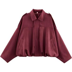 Womens Faux Suede Bomber Jacket Casual Lapel Pilot Cropped Coat Oversized Motorcycle Jackets 2025 Outerwear (Large, Purple)