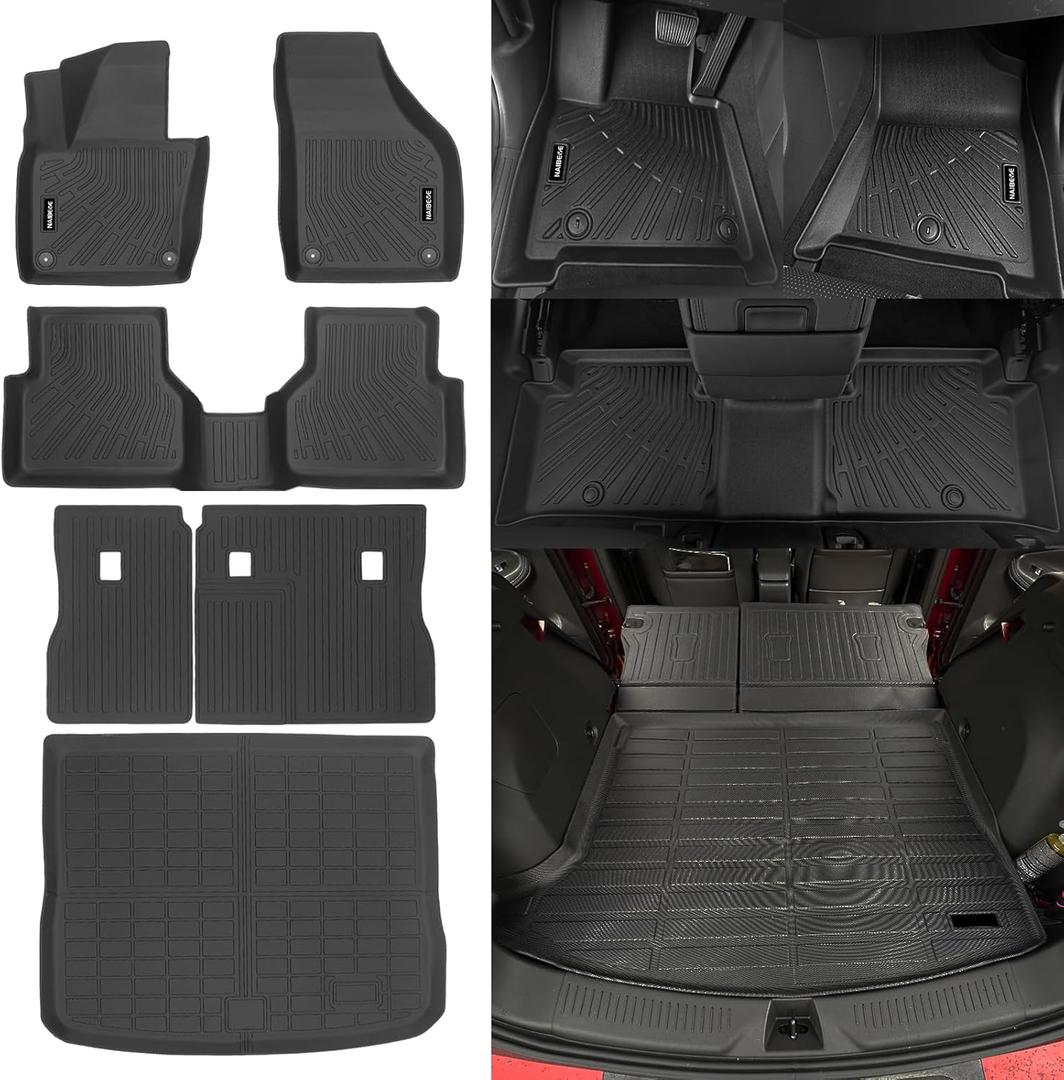 Naibeve Floor Mats for 2009-2017 Volkswagen Tiguan - All Weather Custom Fit for Volkswagen Tiguan Floor Mats Cargo Mat Backrest Mats Waterproof Interior Accessories