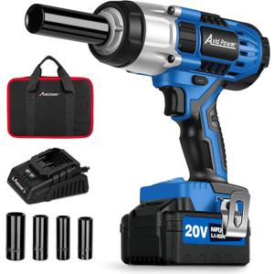 AVID POWER 20V Cordless Impact Wrench, Electric Impact Gun 1/2 Inch Drive with 330 ft-lbs Max Torque (450N.m), 3.0Ah Li-Ion Battery, 4-Piece Socket Set, Fast Charger and Tool Bag (Blue)
