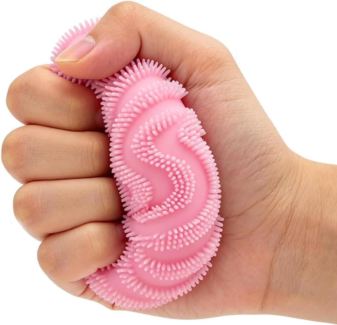 ZEXILILA Glitter Dumpling Squishy Fidget Toy, White, TPR, Slow Rising Stress Ball for Adults, Stress Relief Sensory Squeeze Toy, 1 Count (Pink)
