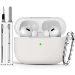 Ljusmicker for AirPods Pro Case Cover with Cleaner Kit,Soft Silicone Protective Cases for Apple AirPod Pro 2nd/1st Generation Case for Women Men,AirPods Pro 2 Case Accessories with Keychain-Stone