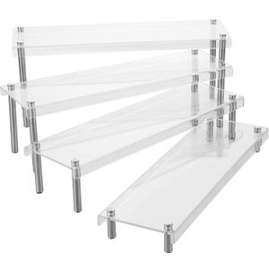 MyGift 4-Tier Clear Acrylic Food Display Stand, Appetizer and Dessert Serving Buffet Risers, Figurine Shelves, Set of 4 (15.8 x 4.8)