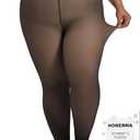 HONENNA Plus Size Fleece Lined Tights, Fake Transparent Curvy Winter Thermal Tights for Women under Dress, medias trmicas (Black)
