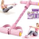 Wysperix Foot Pedal Resistance Bands with Handles, 6-Tube Multifunction Exercise Bands, Durable Home Gym Fitness Equipment for Women & Men to Tone Abs, Core, Legs, Arms, Waist, Pink