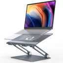 Lamicall Adjustable Laptop Stand, Portable Laptop Riser, Aluminum Laptop Stand for Desk Foldable, Ergonomic Computer Notebook Stand Holder for MacBook Air Pro, Dell XPS, HP (10-17.3'') - Grey