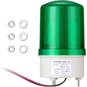GKEEMARS Industrial Signal Alarm Tower Lamp LTE-1101J AC 110V, LED Rotating Strobe Warning Light with Buzzer for Emergency (Green)