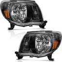 Headlights Assembly Compatible with 2005-2011 Tacoma Headlights Assemblies for 05 06 07 08 09 10 11 Tacoma Replacement Automotive (Clear Lens I Black Housing I Amber Reflector)