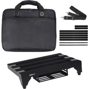 Supper Light Guitar Pedal Board 2.1 lb 13.8" x 11" Aluminum Alloy Pedalboard with Power Supply Bracket (Black)