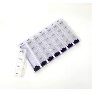 Weekly AM/PM Pill Box Portable Travel Prescription & Medication Pill Case Organizer by P&P MEDICAL SURGICAL (7-Day / 4-Times-A-Day) with Removable Compartments and Moisture-Proof Design