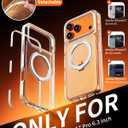 Magnetic for iPhone 17 Pro Case with 360 Spin Stand, Compatible with MagSafe, Military-Grade Protection, Detachable Strip, Anti-Yellowing Clear Phone Case for iPhone 17 Pro 6.3", White