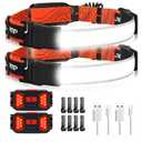 Adelante LED Headlamp Flashlight, 2Pack 1000LM 230°Wide-Beam Rechargeable Head Lamp for Adults, Red Taillight & 8 Clips Waterproof Hard Hat Light Headlamps for Running Hiking and Camping