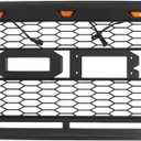 Front Grill Compatible With Ford F150 2015-2017 Rap-tor Style Mesh Grille Matte Black W/ 3 LED Lights
