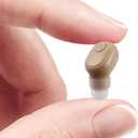 Single Bluetooth Wireless Earbud, Mini Invisible in-Ear Wireless Bluetooth Headphone 12 Hours Super Long Battery Life Suitable for Sports Work and Sleep- Beige