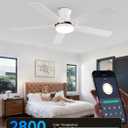 Ceiling Fans with Lights 52 inch,Flush Mount Low Profile,Smart Remote & App,RGB LED,Dimmable 3CCT,6-Speed Reversible,Sleek Ceiling Fan for Bedroom Living Room Apartment Nursery,White