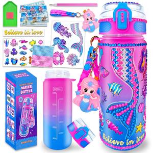 EDsportshouse Decorate Your Own Water Bottle Kits for Girls Age 4-6-8-10,Mermaid Painting Crafts,Fun Arts and Crafts Gifts Toys for Girls Birthday Christmas(Mermaid)