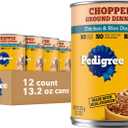 Pedigree Chopped Ground Dinner Adult Soft Wet Dog Food Chicken & Rice Dinner, 13.2 oz. Cans 12 Count