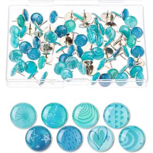 Mr. Pen- Decorative Push Pins, 80 pcs, 8 Unique Designs(Ocean Swirl), Cute Push Pins for Bulletin Board, Cute Thumb Tacks for Cork Board