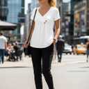Womens Short Sleeve Summer Tops Button V Neck Tunic Shirts Dressy Casual Loose Fit Outfits (White, M)