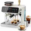 Ollygrin Semi-Automatic Espresso Machine with Grinder, 2-in-1 Coffee Machiner with Milk Frother, 20 Bar Pressure Coffee Maker, Removable Water Tank & Bean Hopper, Expresso Machine for Home Barista