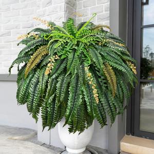 [133 Leaves Full Fake Ferns] Large 48inch Artificial Ferns for Outdoors, 1 PCS