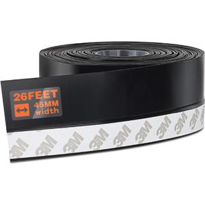 26 Feet Silicone Seal Strip, Weather Stripping for Doors and Windows, Draft Stopper Adhesive Tape for Shower Glass Gaps (Black, 45MM)