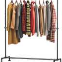 Industrial Pipe Clothing Rack Free Standing,Vintage Commercial Grade Clothing Hanging Rack Organizer for Garment Storage Display,Black Iron Garment Rack with 4 Stable Feet,Black