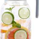 Mason Jar Pitcher Wide Mouth 64 OZ Glass Jars With Pour Spout Lids Airtight Leak-proof 2 Quart Water Pitcher With Handle For Iced Tea, Milk, Sun Tea, Lemonade, Iced Coffee