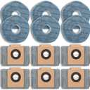 12 Pack Replacement Parts Dust Bags Mop Pads for eufy X10 Pro Omni Accessories Robot Vacuum Self-Empty Station,6 Dust Bags, 6 Mop Pads
