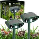 KS SHOP Solar Ultrasonic Animal Repeller  | 120° Motion Sensor Up to 33ft Range | Waterproof Outdoor Deterrent for Garden & Yard | Deer, Cat, Dog & Raccoon Repellent | Solar Powered Pest