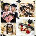 Zeyune 114 Pcs 2026 DIY Graduation Bouquet Set Black Ribbon with Glitter Gold Congrats Grad Mini Graduation Caps with Tassel Gold Butterfly Decor Diamond Pins for Graduate DIY Flower Gift