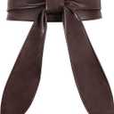 WHIPPY Women Obi Belt Fashion Wrap Around Wide Waistband Knotted Belt for Dress (Fits Waist Size 29"-38", 8-coffee)