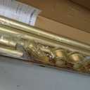 Gold Tension Curtain Rod 41-185In(4-15Ft), Extra Long Outdoor Curtain Rod No Drilling for Window or Patio, Heavy Duty Shower Rod for Bathroom,Rod Diameter 1.26In-One-bond stretching