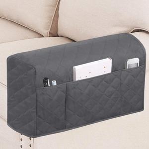 Turquoize 2 Pack Waterproof Armrest Covers for Chairs and Sofas Couch Arm Covers for Sofa Armrest Covers with Side Pocket Anti-Slip Furniture Protector Washable Armrest Slipcovers Set of 2, Gray