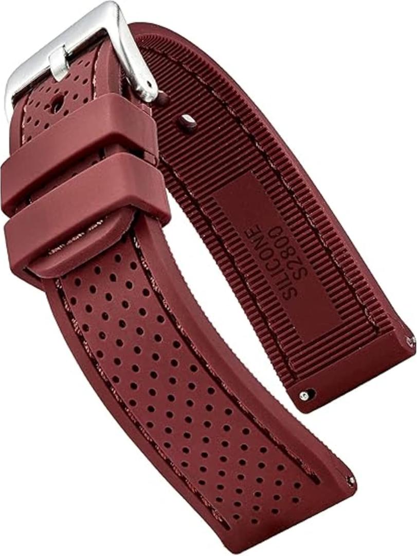 ALPINE Sporty Premium Soft Silicone Adjustable Watch Band - Replacement Rubber Watch Bands for Women & Men - Waterproof Quick Release Watch Straps - Compatible with Regular & Smart Watch Bands (22MM, BURGUNDY)