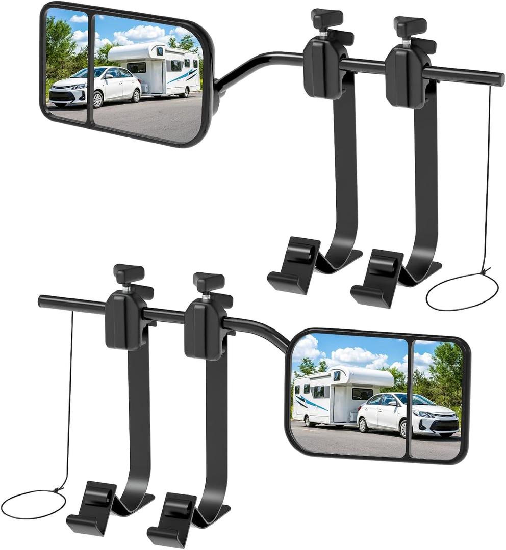 Universal Clip on Towing Mirrors Extensions for Towing, Side Mirror Extenders for Towing, Convex Rearview Mirror, Tow Mirrors for Car Truck Trailer RV SUV, 2 Pack (Ox-MT04-A2)