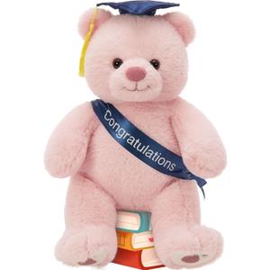 Tezituor Graduation Teddy Bear Stuffed Animals Plush, 18inch Large Stuffed Bear Plush with Graduation Hat, Cute Pink Teddy Bear Gift for Friend, Relatives, Kids