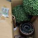 16 Artificial Plant Topiary Ball, Pre-Lit Artificial Topiary Plant with Lights, Timer and Remote Control, Artificial Outdoor Porch Trees with Red Urn Base for Outdoor IndoorRED