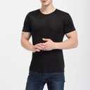 Mens Silk T Shirt Soft Undershirt Summer Comfort Breathable Tee Workout Top Casual Sleep Wear No Shrink,Great Gift (Black, XXL)