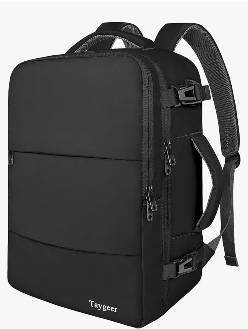 Taygeer Travel Laptop Backpack for Men Women, Airplane Approved Travel Backpack Suitcase with Usb Charging Port, Lightweight College 35l Luggage Bag 15.6inch Laptop Mochila Gifts for Business,Black