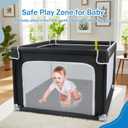 Baby Playpen for Babies and Toddlers,Small Baby Fence Floor Yard,Soft Breathable Mesh, Anti-Slip Base, Mini Play Yard with Pull-Up Ring Safe Anti-Fall Play Yard with Gates,36"X36"in Black