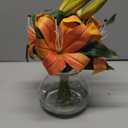 Hollyone Fall Artificial Flowers in Vase Tiger Lily Real Touch Orange Silk Faux Flowers Arrangements with Glass Vase with Faux Water Fake Floral Bulk Lily Bouquet Shelf Table Centerpiece Home Decor