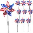 Mindsoft 12 Pcs 22" H 4th of July Pinwheels Patriotic American Flag Pinwheels Red Blue White Stars Stripes Wind Spinner for Outside Independence Day Memorial Day Decorations for Yard Garden Supplies