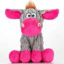 loncoldy Plush Chew Toys for Large Dogs, Tough Crinkle Stuffed Animal Squeaky Interactive Toys for Small Medium Large Dogs, Keep Them Busy, Big Pet Toys (gray & pink)