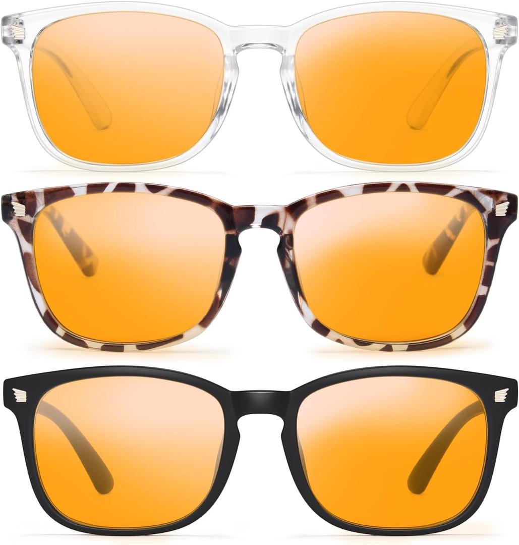 Gaoye Stylish Blue Light Glasses for Woman - Computer Glasses 99% Blue Light Blocking - Lightweight TR90 Frames - 3 pack