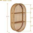 Rattan Wall Shelf - 3 Tier Boho Oval Floating Shelf Handcraft Hanging Shelves for Bathroom Living Room Wall Decor, 16.14" x 28.54"